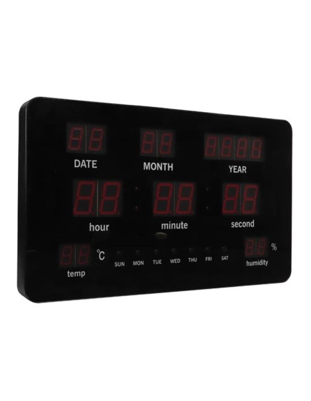 Reloj de pared led rojo termo/higrometro