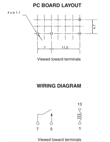 RELE 5V 10A/277V~ SPST-ON 20x7mm