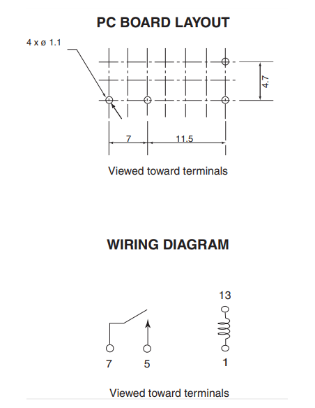 RELE 5V 10A/277V~ SPST-ON 20x7mm