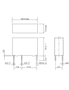 RELE 5V 10A/277V~ SPST-ON 20x7mm 2