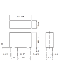 RELE 12V 10A/277V~ SPST-ON 20x7mm 2