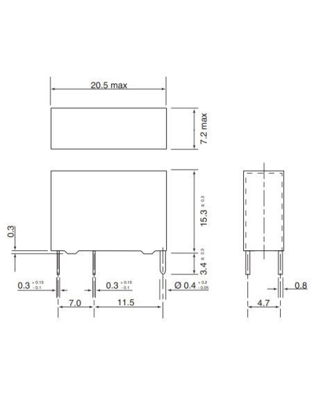 RELE 12V 10A/277V~ SPST-ON 20x7mm