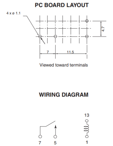 RELE 12V 10A/277V~ SPST-ON 20x7mm