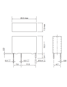 RELE 24V 10A/277V~ SPST-ON 20x7mm 2