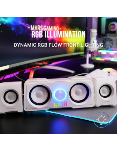 Altavoces Compactos Gaming 2.2 RGB Flow Subwoofer DSP 35W Blanco