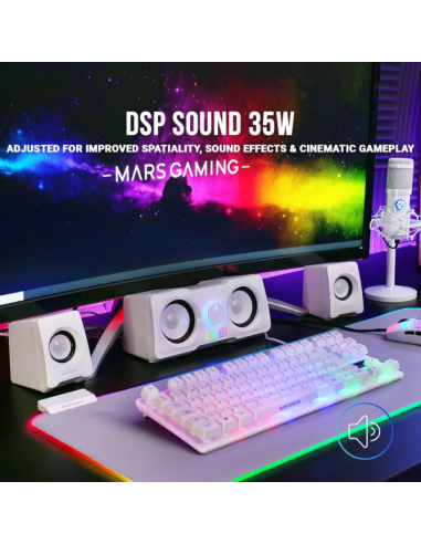 Altavoces Compactos Gaming 2.2 RGB Flow Subwoofer DSP 35W Blanco