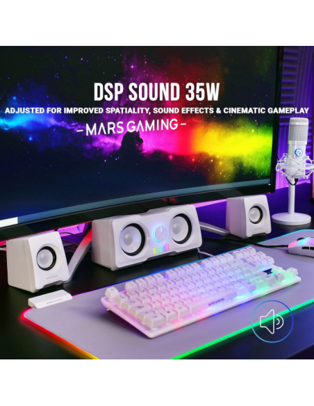 Altavoces Compactos Gaming 2.2 RGB Flow Subwoofer DSP 35W Blanco