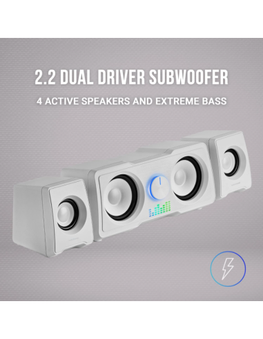 Altavoces Compactos Gaming 2.2 RGB Flow Subwoofer DSP 35W Blanco