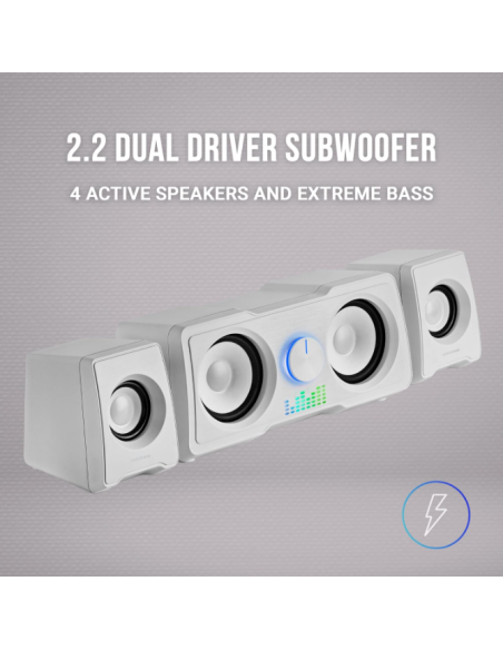 Altavoces Compactos Gaming 2.2 RGB Flow Subwoofer DSP 35W Blanco