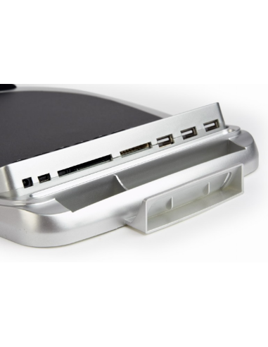 Alfombrilla ratón combinada 3x USB, lector tarjetas flash, calculadora y termómetro