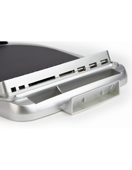 Alfombrilla ratón combinada 3x USB, lector tarjetas flash, calculadora y termómetro