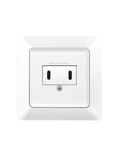 Roseta pared 2x USB-C , 25 W