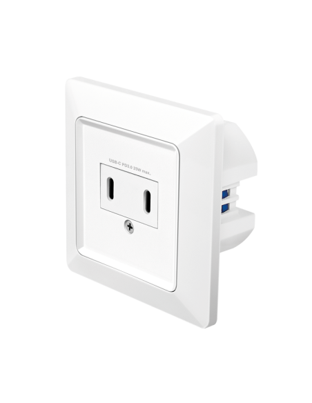 Roseta pared 2x USB-C , 25 W