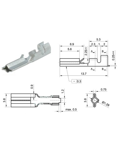 TERMINAL HEMBRA REDONDO 1,3MM
