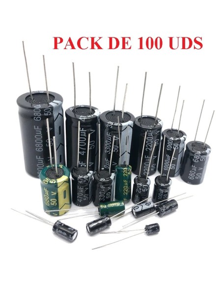 100 CONDENSADORES DE 100µF 16V ELECTROLITICO RADIAL 105º