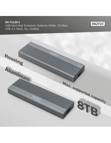 Caja externa USB M.2, SSD, NVMe , 10Gbps, USB 3.1 Gen2