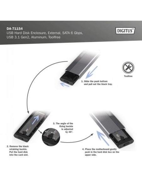 Carcasa para disco duro USB M.2, SSD, externa, SATA, 6 Gbps, USB 3.1 Gen2