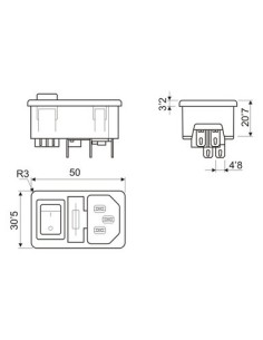 Base de conexión IEC 320 empotrable con fusible e interruptor 2