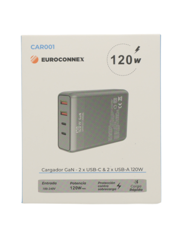 Cargador USB 120W (2x USB-A + 2x USB-C)