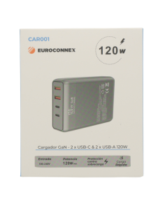 Cargador USB 120W (2x USB-A + 2x USB-C)
