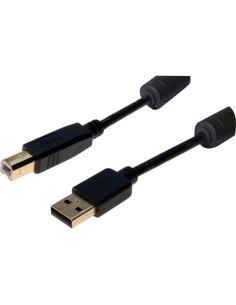 Cable USB2.0 A/B M/M dorado con ferrita 2Mts.