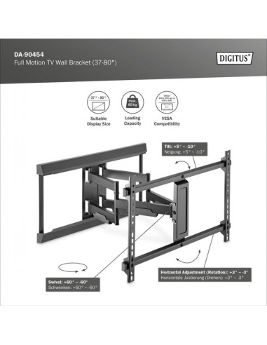 Soporte de pared para televisor Full Motion (37-80")