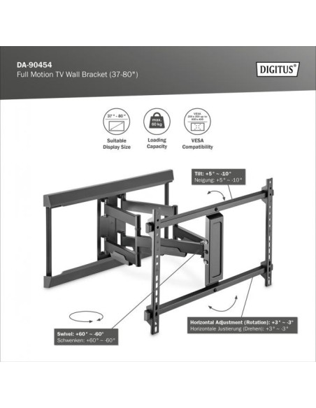 Soporte de pared para televisor Full Motion (37-80")