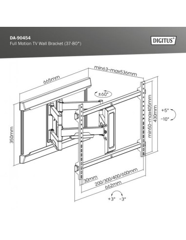 Soporte de pared para televisor Full Motion (37-80")