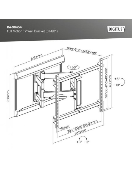 Soporte de pared para televisor Full Motion (37-80")