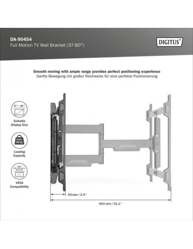 Soporte de pared para televisor Full Motion (37-80")