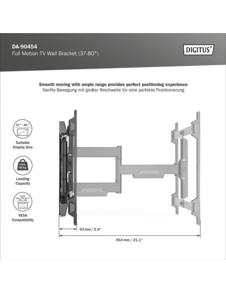 Soporte de pared para televisor Full Motion (37-80")