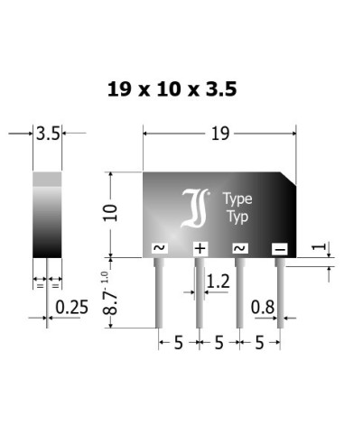 PUENTE RECTIFICADOR 250V 1.5A  ~ + ~ -