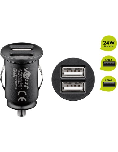 Cargador de coche con dos puertos USB (24 W)