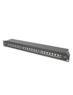 Patch Panel CAT 6A, blindado, 1U, 24 puertos, 8P8C, negro RAL 9005, 483 mm (19") / 482,6 x 44 x 109 mm