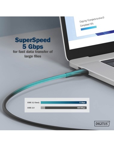 Cable USB de silicona, USB 5 Gbps, 2 m