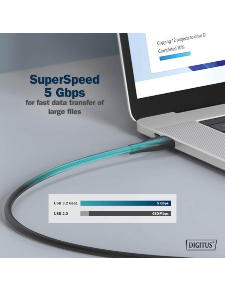Cable USB de silicona, USB 5 Gbps, 2 m