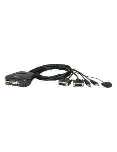 Switch KVM formato cable DVI USB de 2 puertos con selector remoto de puerto