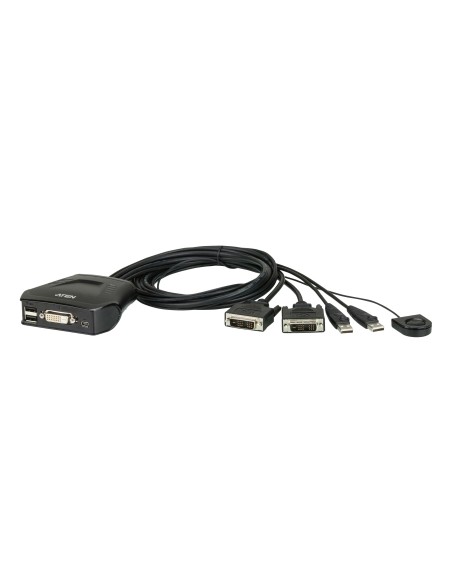Switch KVM formato cable DVI USB de 2 puertos con selector remoto de puerto