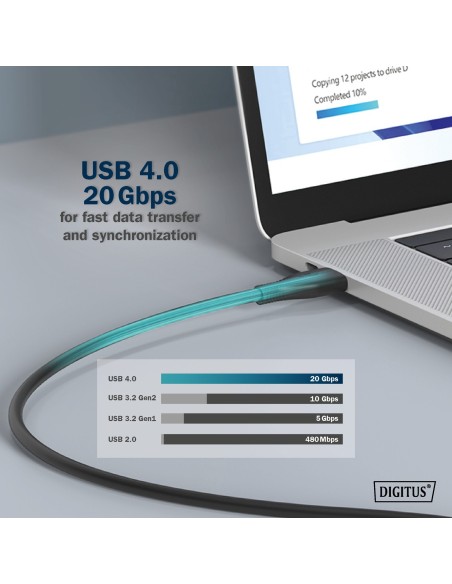 Cable USB de silicona, USB 20 Gbps, 2 m, negro