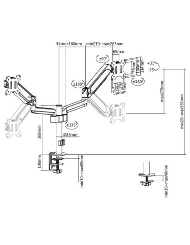 Soporte de escritorio para dos monitores de 17" a 32"