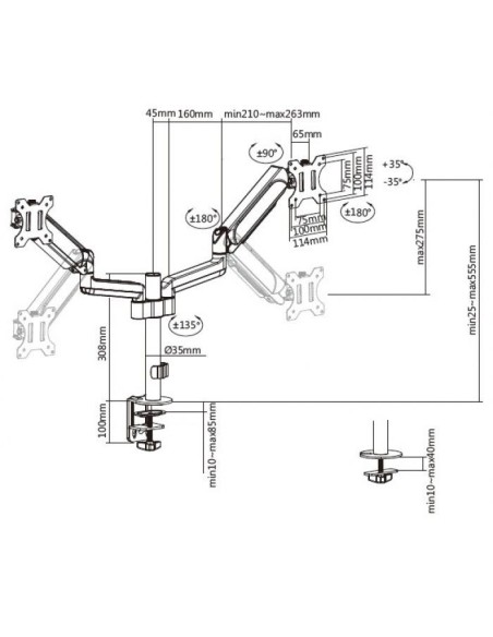 Soporte de escritorio para dos monitores de 17" a 32"
