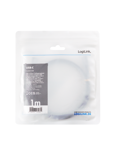 Cable USB-C/M a USB-C/H, PD, aluminio, 1 m
