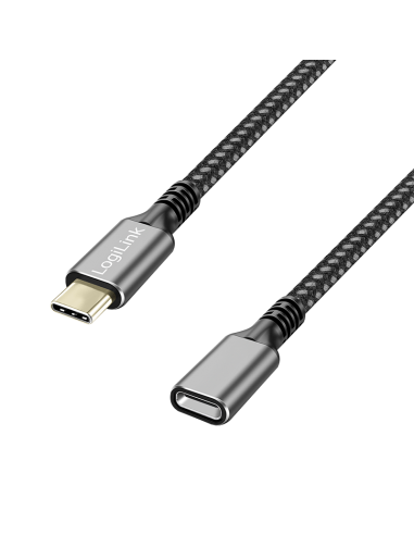 Cable USB-C/M a USB-C/H, PD, aluminio, 1 m