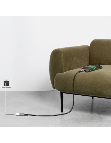 Cable USB-C/M a USB-C/H, PD, aluminio, 2 m