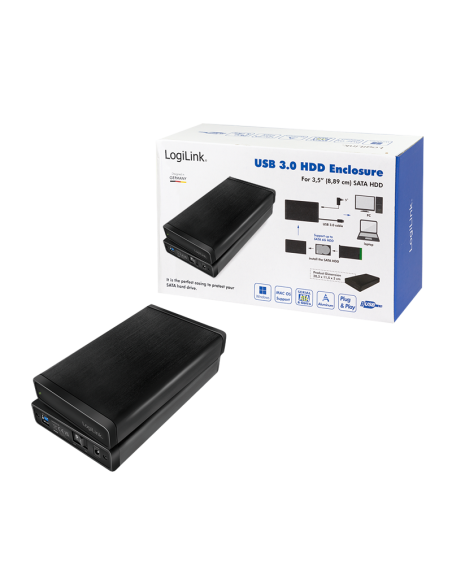 Carcasa para disco duro externo de 3,5", SATA, USB 3.0