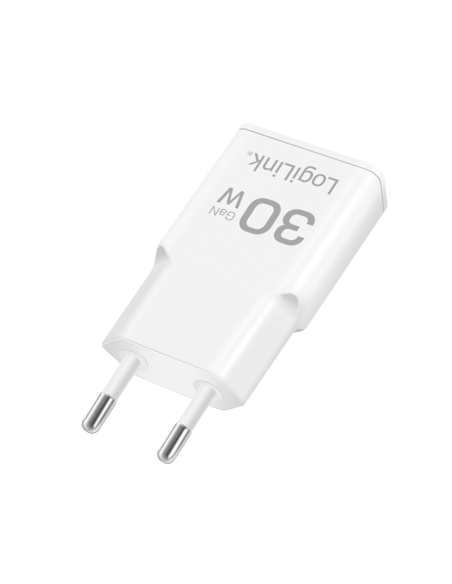 Cargador USB-C GaN (PD), 30 W, blanco