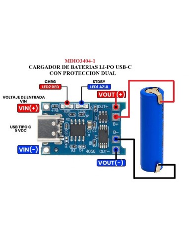 MODULO CARGADOR-UPS LI-PO LI-ION USB-C 5V 1A