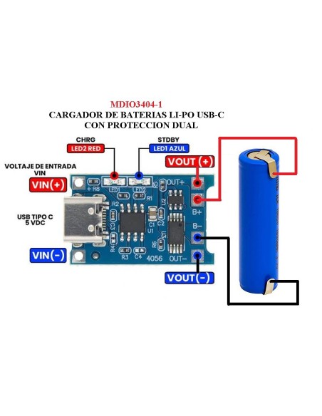 MODULO CARGADOR-UPS LI-PO LI-ION USB-C 5V 1A