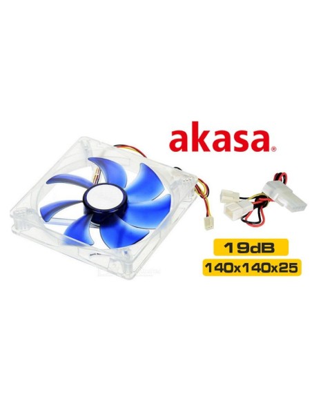 Ventilador 140x140x25mm 12V Azul Silencioso 3 Cables con conector