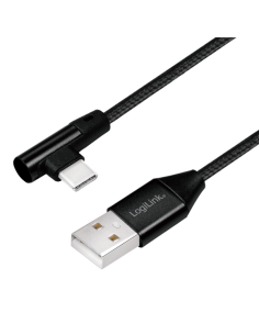 Cable USB-C, C/M (90°) a USB-A/M, 1 m